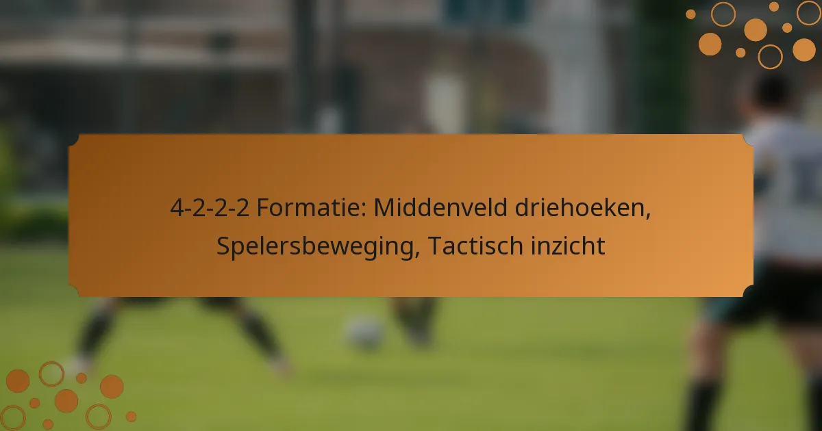 4-2-2-2 Formatie: Middenveld driehoeken, Spelersbeweging, Tactisch inzicht